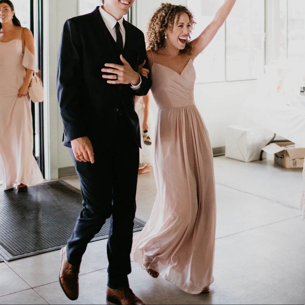 Champagne Floor-Length Bridesmaid Dress 🥂